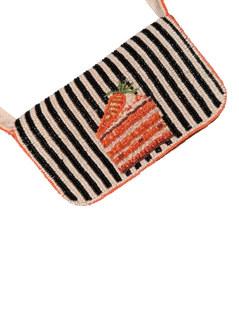Viral Beaded Carrot Stripe Shoulder Bag Handbag Purse NWT - Picture 4 of 12